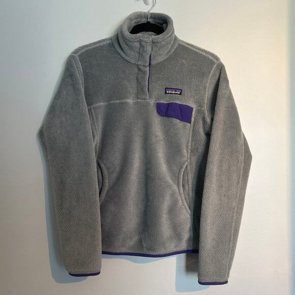 Patagonia Re-Tool Snap-T Fleece Pullover, Gray and Purple, Women's Small - Picture 1 of 9